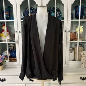 Apt 9 Elegant Black Drape Front (faux wrap) Blouse Size 1X